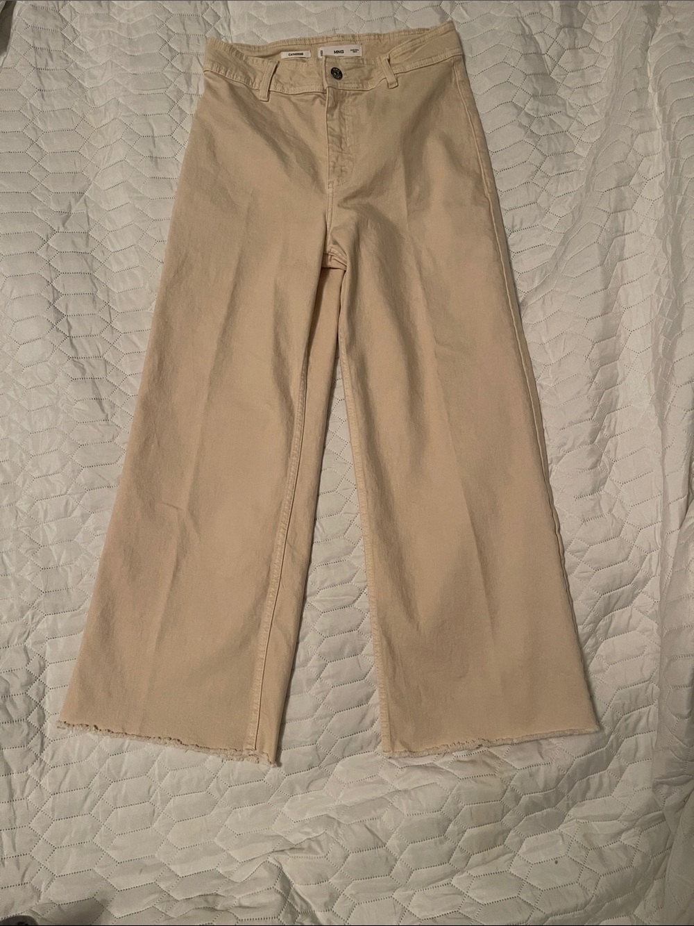 Mango Wide-Leg High-Rise Jeans in Light Beige size 6 never worn